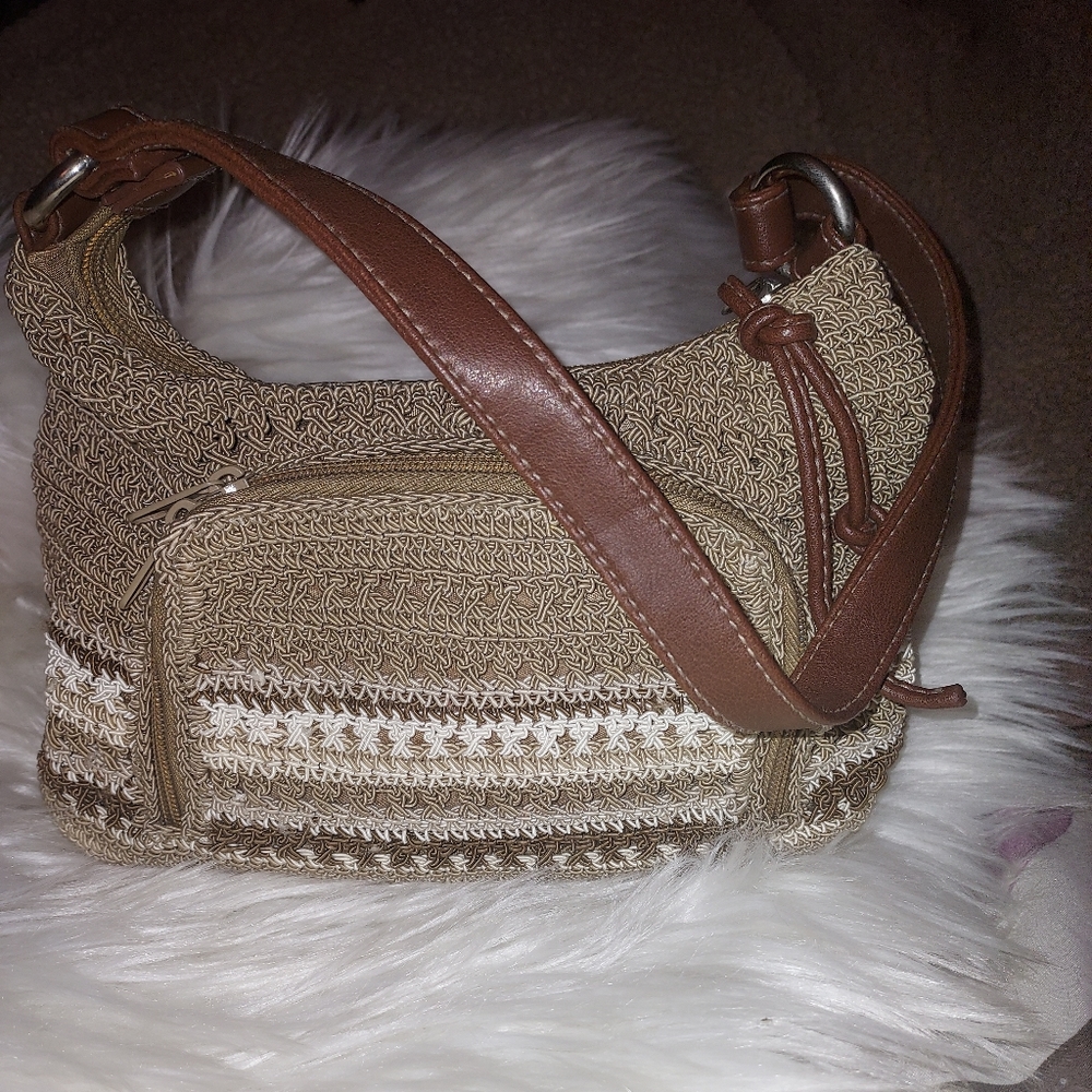 EUC Crochet & Leather Satchel Bag